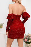 Sexy Party Patchwork The stars Backless V Neck Long Sleeve Dresses