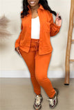 Casual Solid Cardigan Pants Turndown Collar Long Sleeve Two Pieces